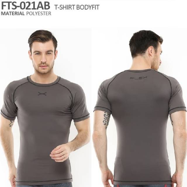 FTS-021AB Kaos sport fitness bodyfit FLEX abu