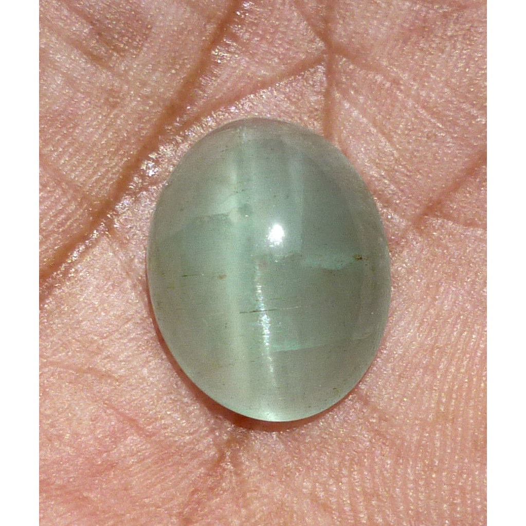 Natural Aquamarine Cat's Eye Lite Green Cabochon 9.98Ct AQ007