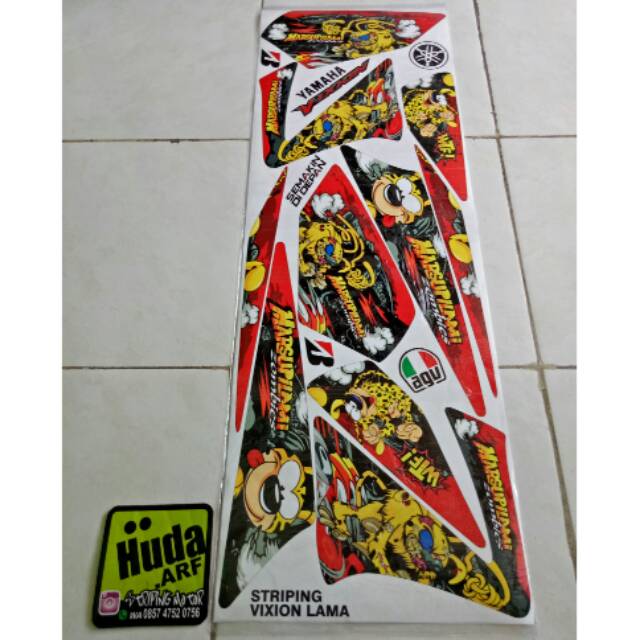 Striping lis sticker variasi vixion lama/old 2007-2013 "MARSUPILAMI" merah-biru-hitam-putih