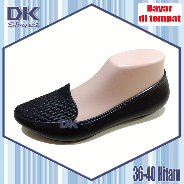 Collin 36-40 Hitam / Sepatu Flat Balet Wanita / Sepatu Kerja Kuliah / Sepatu Jelly Karet