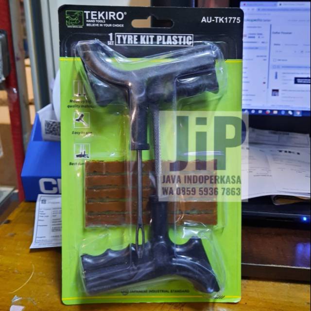 TEKIRO AU-TK1775 Alat tambal ban tubles motor / mobil 1 set gagang plastik