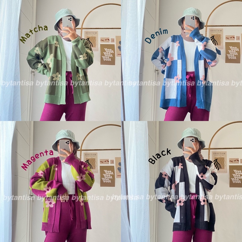 CARDIGAN RAJUT MOTIF BUNGA AERO BAHAN LEMBUT MOTIF CANTIK