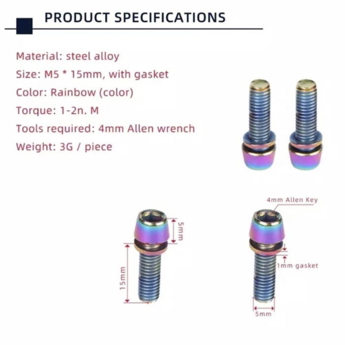 1 pcs Baut Stem Rainbow M5x15mm model kunci L