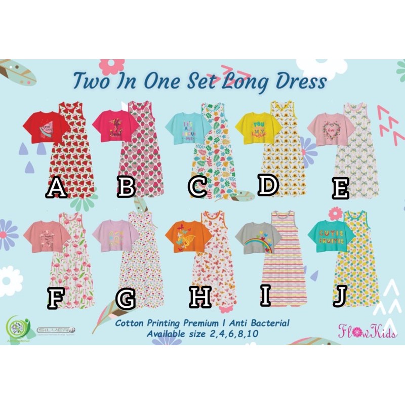 FK Set Long Dress Free Masker longdress flower kids set masker anak earloop