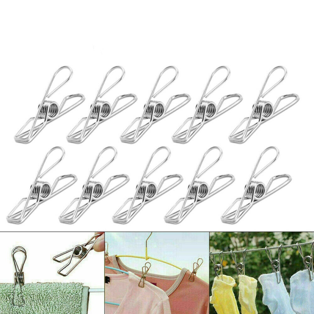 【COD Tangding】20/40/60pcs Stainless Steel Washing Line Clothes Pegs Hang Pins Metal Wire Clips Clamps