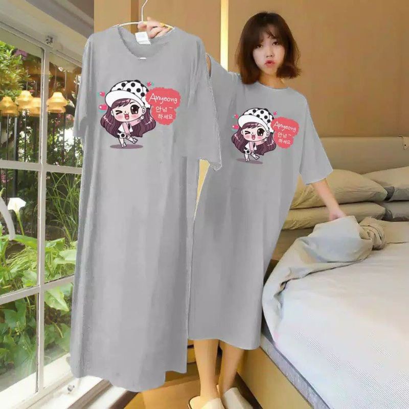 Medan Termurah Tunik dress panjang 90cm LD max 115 Tunik annyeong cute spandek