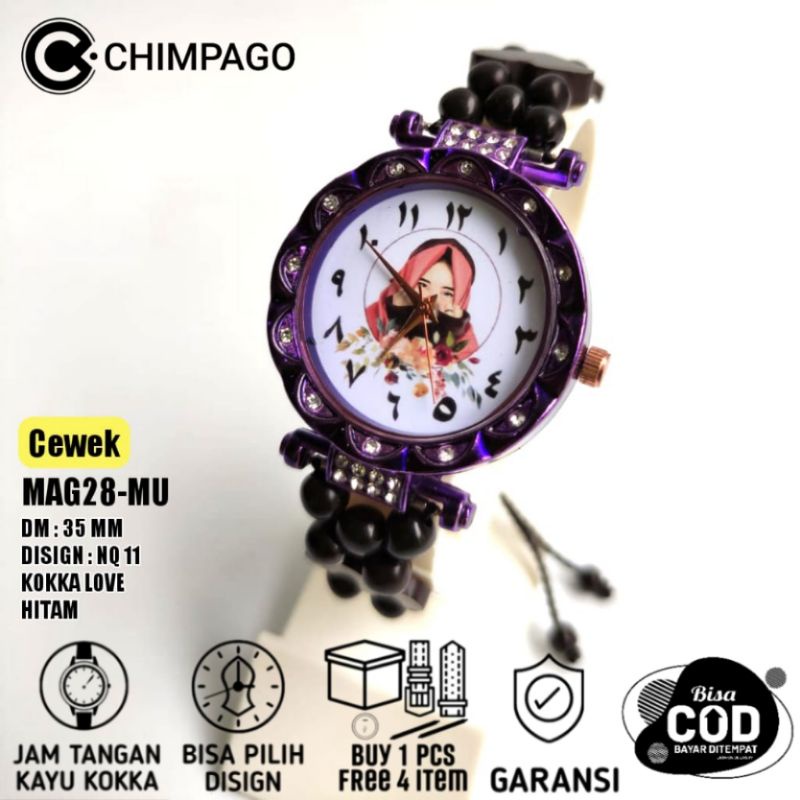 MAG28-MU Jam tangan wanita tali kayu kokka/jam tangan santri