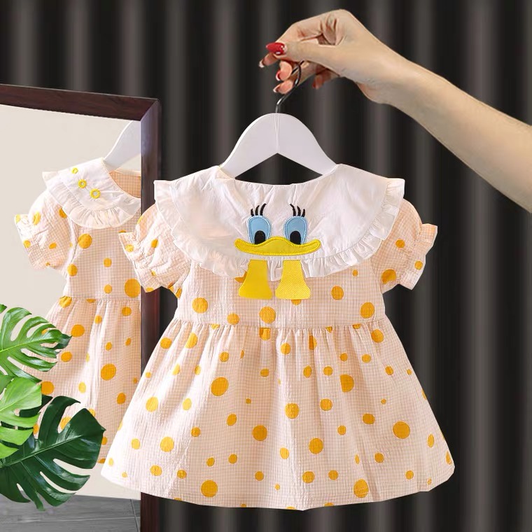 【Baru Datang!!】0-4Tahun QZ-98  Dress anak perempuan/Gaun putri lengan pendek Mickey Imut  Fashion Anak Impor