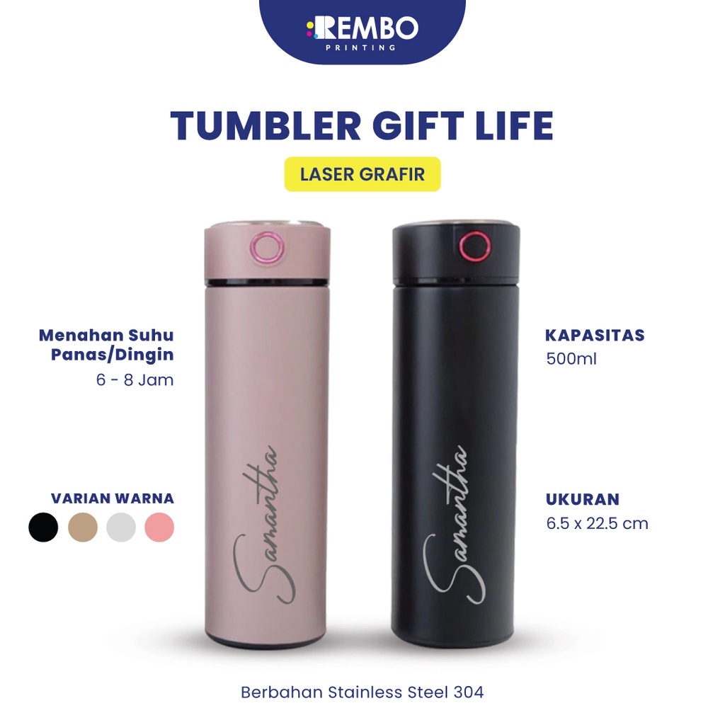 Tumbler Custom Giftlife Laser Grafir/Print Grafir Nama/Logo/Karakter Souvenir Tumbler/Promosi Murah