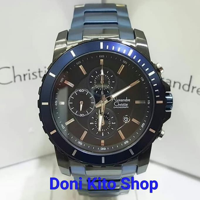 Jam Tangan Pria Original Alexander Cristie AC6141 Black Blue