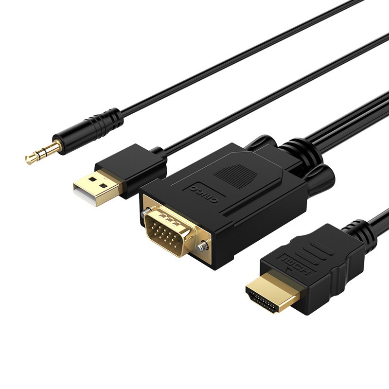 Vga to Hdmi Audio jack 3.5mm cable 100cm with Usb Power Orico 1080p for Tv-Pc-projector xd-vath-10