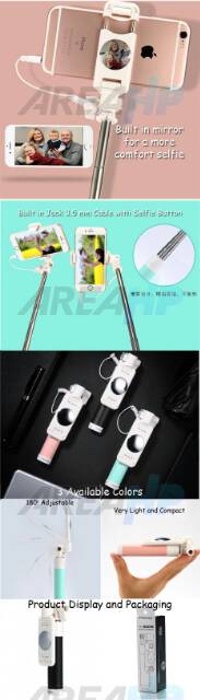 Remax Tongsis Monopod Selfie Stick Jack 3.5mm Cable Wired RP-P6