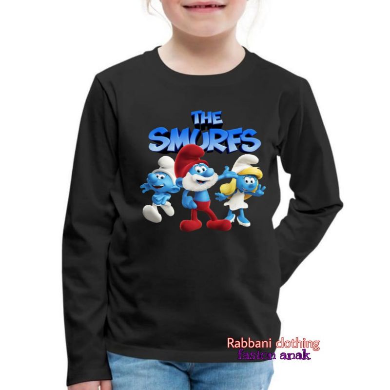 BAJU KAOS ANAK SMURFS LENGAN PANJANG