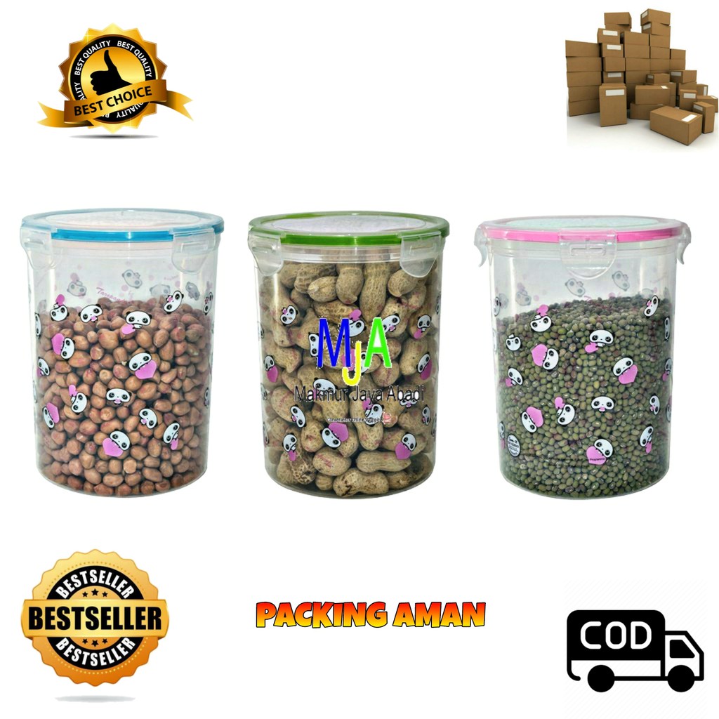 Calista Odate 0.8L Klip Toples Plastik Motif Imut Tempat Cemilan Food Storage Wadah Makanan - 3pcs