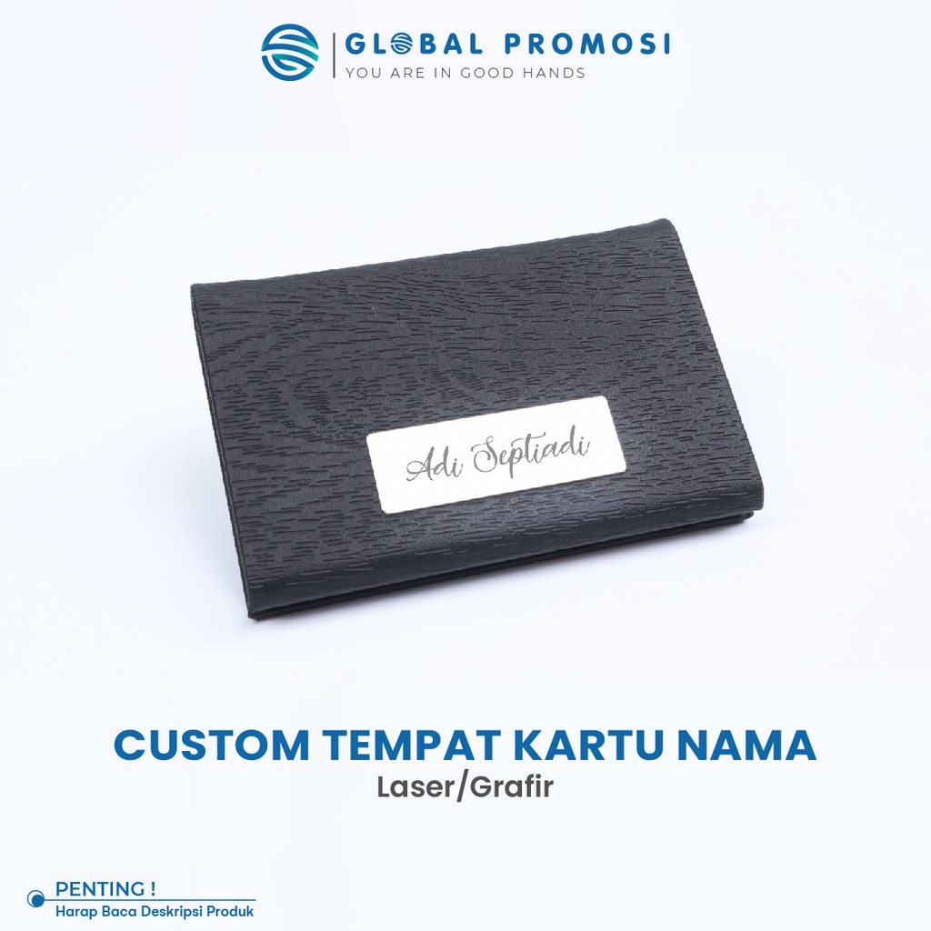 Custom Tempat Kartu Nama / Name Card Holder Stainless Laser Grafir Nama/Logo Branding Promosi Perusahaan