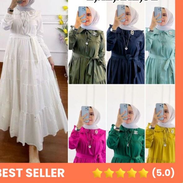 Amora Dress Size L,XL,XXL,3L Maxi Rayon Baju Wanita Free Belt Baju Wanita Trend Kekinian2022 Pakaian