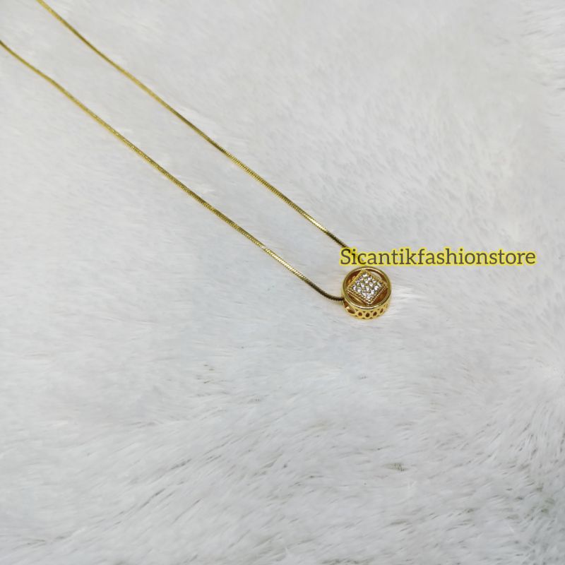 Kalung Titanium gold plus liontin Fashion wanita terlaris anti Karat tidak luntur liontin gold mewah