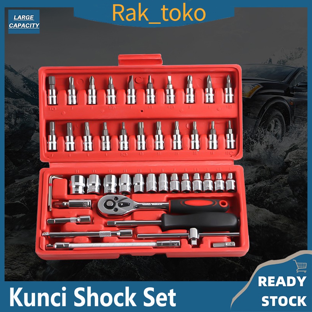 (COD) Kunci Shock Set Kunci L Set Lengkap Kunci Sok Pas Set Tool 46 Pcs Ring L Motor Mobil