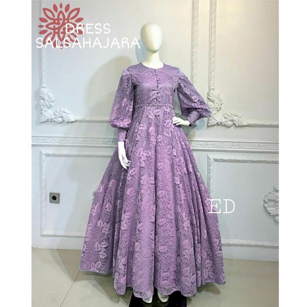 DRESS PESTA 3UKURAN M L XL / DRES BRUKAT MEWAH / SALSAHAJARA GAMIS BRUKAT