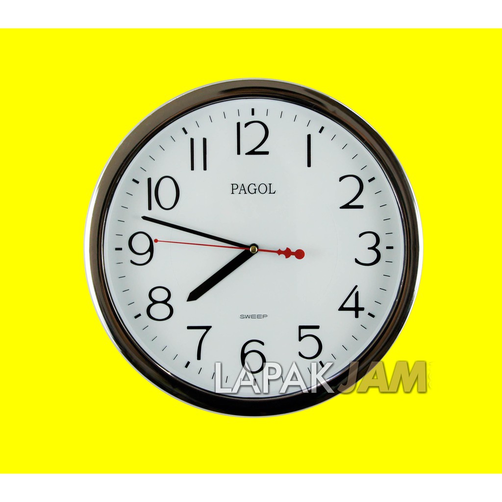 Jam Dinding Polos Kantor Elegan Hiasan Dinding Wall Clock Sweep Movement PAGOL PGWS33T