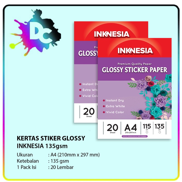 Kertas Stiker - High Glossy Sticker Paper Inknesia A4