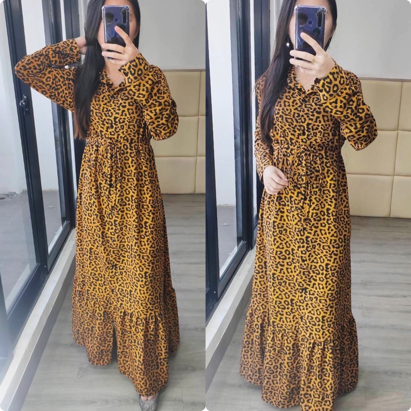 gamis muslim leopard / maxy leopard muslim / K012950