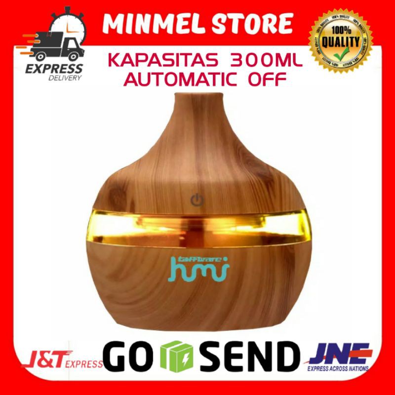 HUMIDIFIER DIFFUSER PURIFIER ESSENTIAL OIL AROMATHERAPY PENGHARUM RUANGAN WOODEN KERUCUT 300 ML