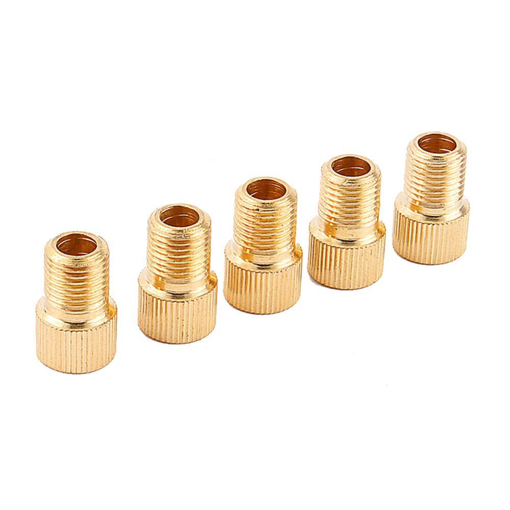 Populer 5Pcs Adaptor Katup Ban Gold Bersepeda Tahan Lama Sepeda Tabung Alat Pompa