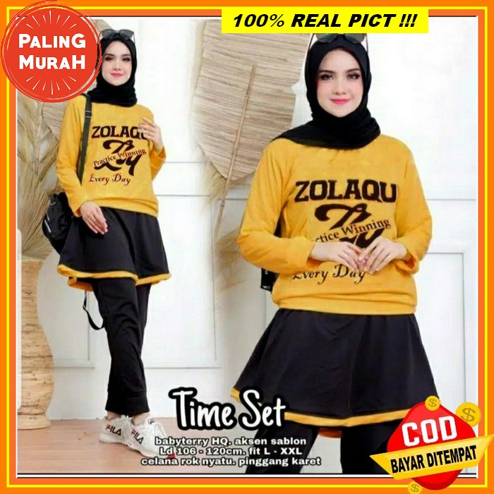 Baju Olahraga Wanita Set Training Wanita One Set Sweater Jumbo Set Hodie + Celana Selinn 4 Warna Zr 