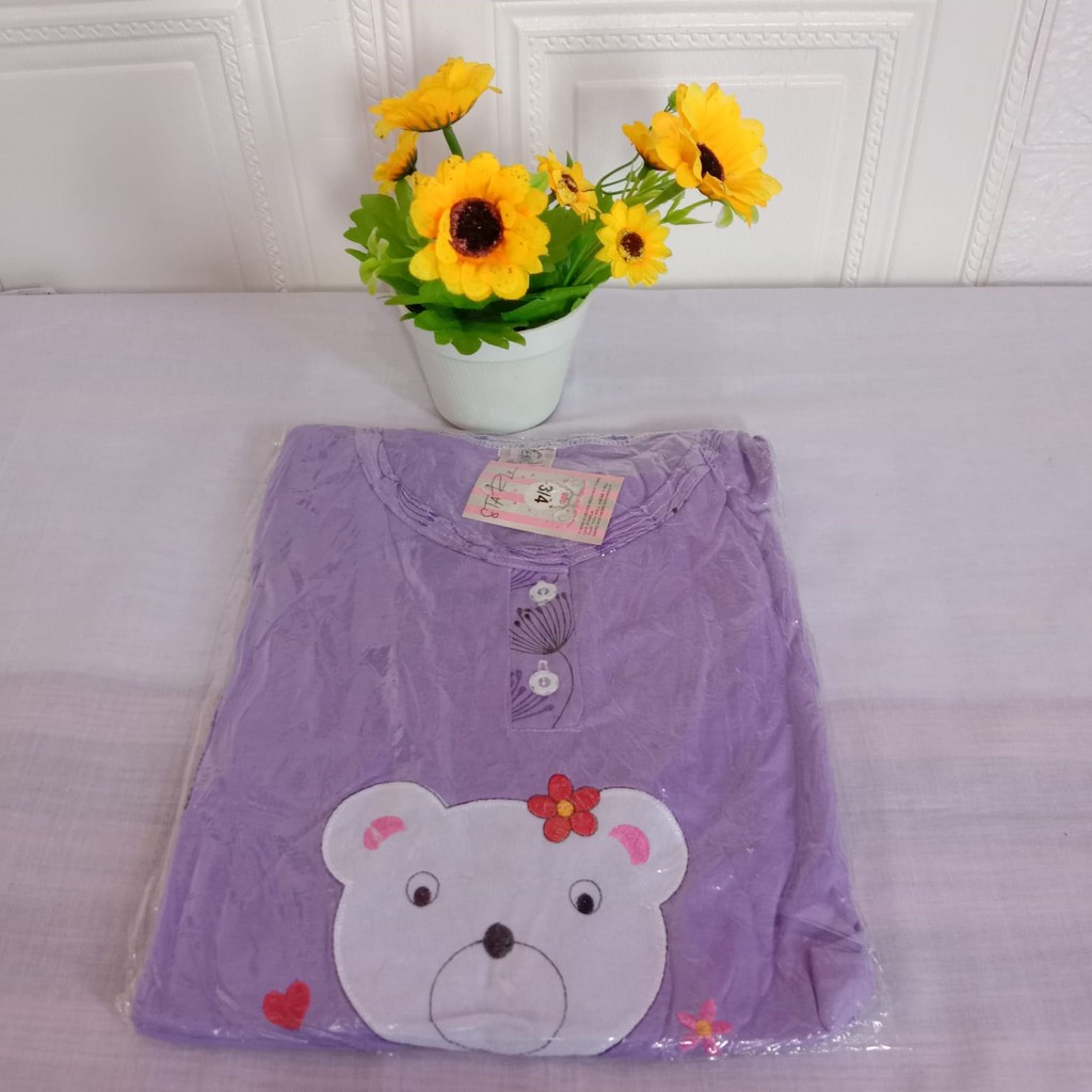 3/4 Standar Starlie - Setelan Termurah Baju Tidur Piyama Wanita Bahan Kaos 3/4 Standar L-XL Merk Starlie Baju Lengan Pendek Celana Pendek-6