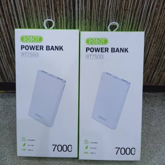 Robot rt7500 dual input &amp; dual output 7000mah powerbank black / white