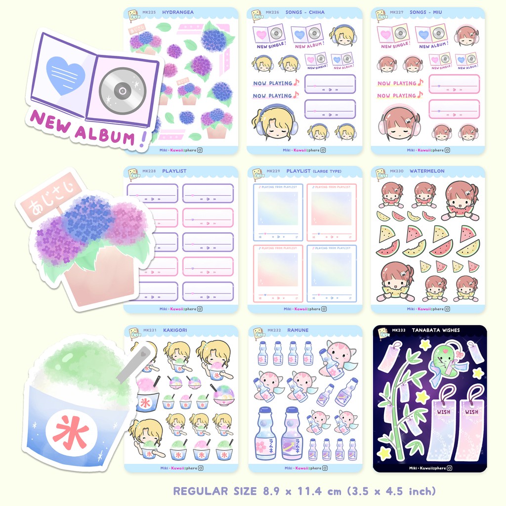 

Kawaii Sticker Collections by Miki x Kawaiisphere | Music, Celebrations | Writable Planner Stiker
