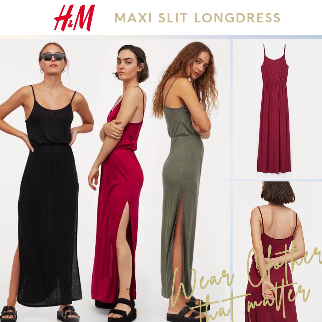 SALE H&M DIVIDED LONG SLIT DRESS ORIGINAL (BS KAMU JADIKAN OUTER/INNER) | DRESS POLOS H&M WANITA / I