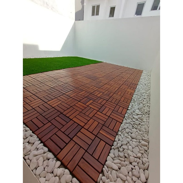 Lantai kayu jati Motif ZIGZAG UK 30x30cm / Decking tile Portable Kayu Jati