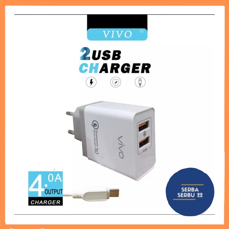 CHARGER BRANDED 2 USB 4A / CHARGING SAMSUNG XIAOMI OPPO VIVO ASUS LENOVO 2.A 2Ampere 2USB