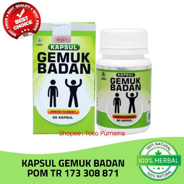 Obat Gemuk Badan Herbal Kapsul Penambah Berat Badan Vitamin Suplemen Penggemuk Badan Dewasa Permanen Shopee Indonesia