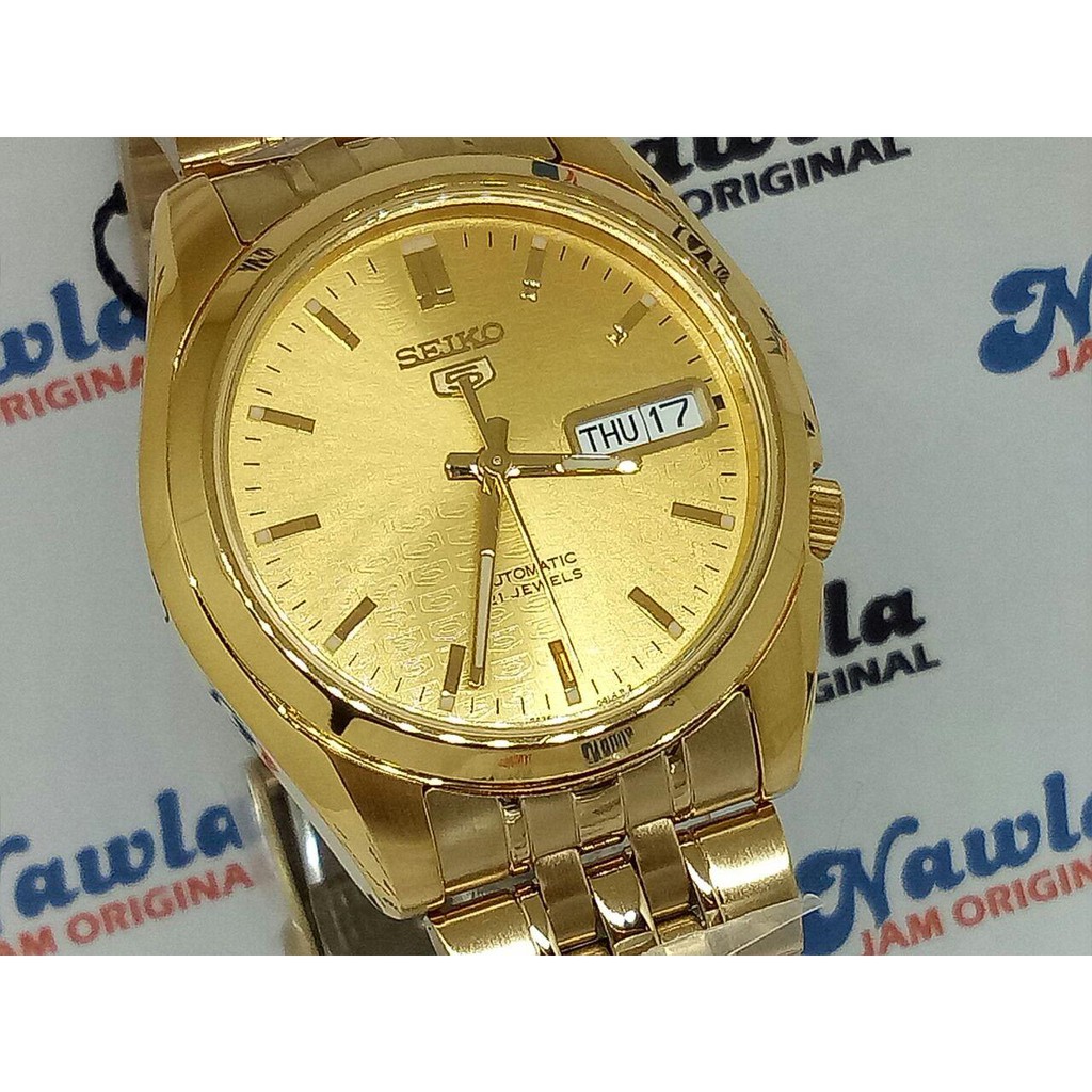 Seiko 5 SNK366K1 Gold Plated Bracelet - Jam Tangan Pria SNK366