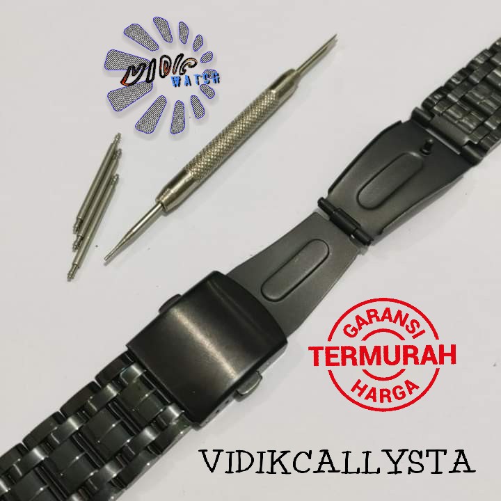 Strap B806 Tali Jam Tangan Rante Rantai Solid Black 22mm Hitam 22 mm Bonus Pen Strap dan Remover