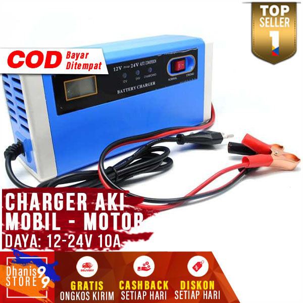 Taffware Charger Aki Mobil Motor TC 01 Lead Acid 12-24V 10A LCD Tegangan Alat Pengisi Carger Baterai Accu Car Murah