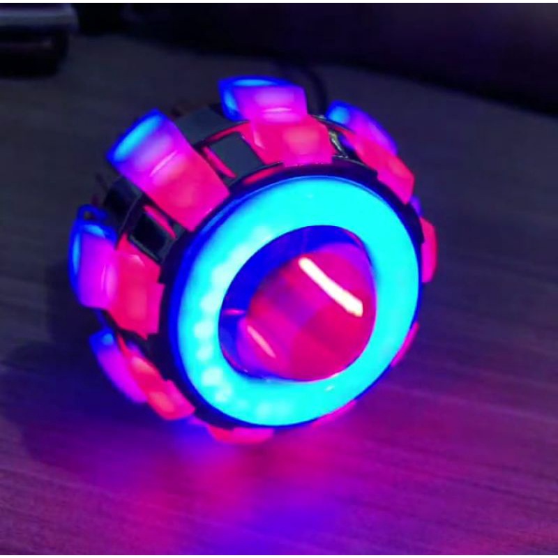 Lampu LED Projie Depan Ukuran 3.5 Inch Model Ubur-Ubur Biasa Rainbow