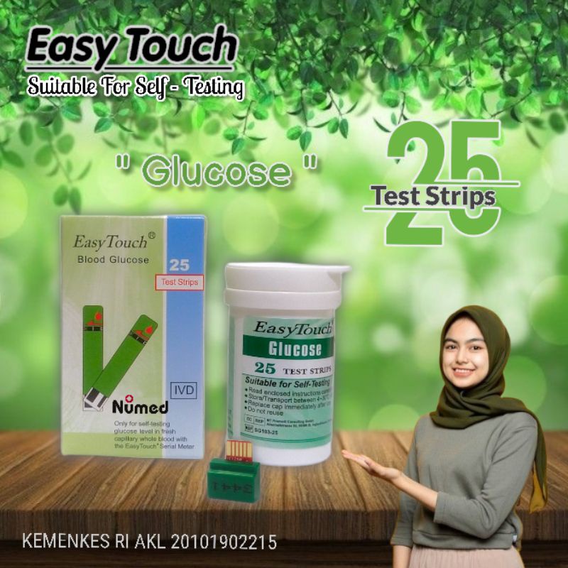 Refill Strip Glucose Easy Touch / Tes Strip isi Ulang Gula Darah Original Easy Touch 25 Pc