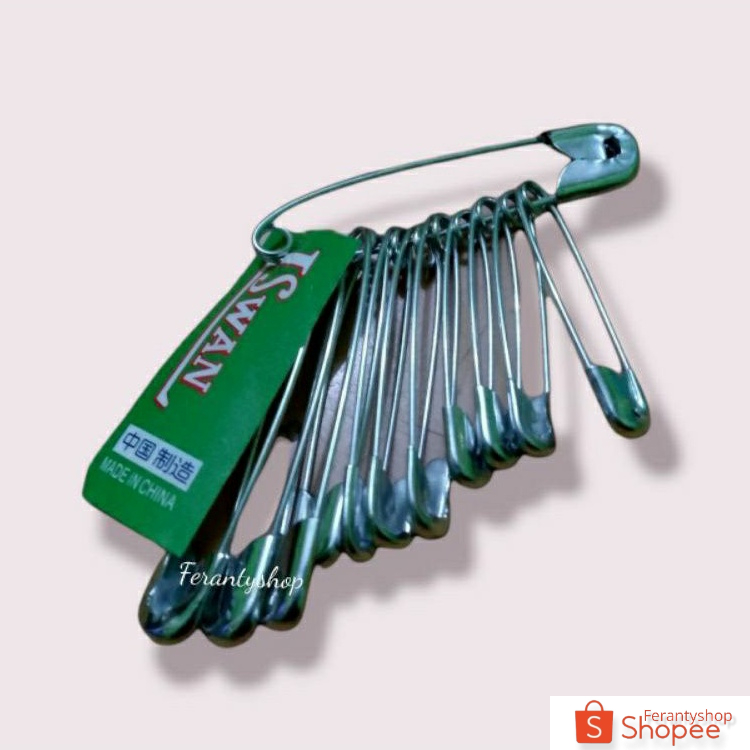12 pcs peniti swan ukuran acak murah