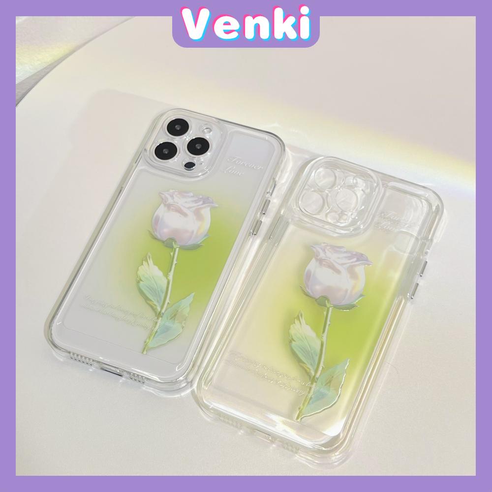 iPhone Case Luxury Silicone Soft Case Clear Case Shockproof Protection Camera White Rose Flower Compatible For iPhone 11 iPhone 13 Pro Max iPhone 12 Pro Max iPhone 7Plus iPhone xr