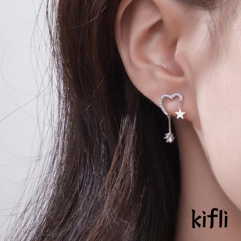 Anting Stud 925 Silver Model Rumbai Bintang Hati Untuk Perempuan