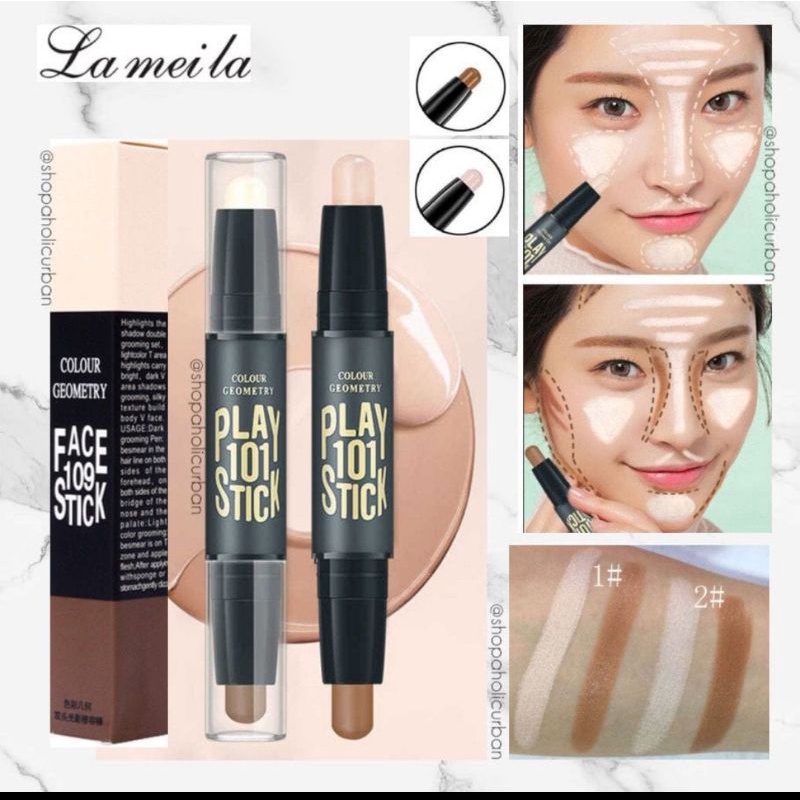 LAMEILA 1002 Colour Geometry Face 109 Stick Contour Duo Cocealer Stick