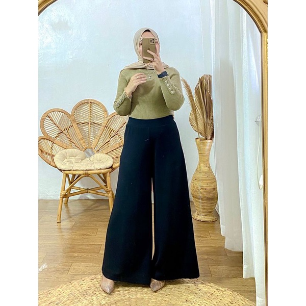 RUBBY CELANA KULOT HITAM PUTIH BABAT KULIT JERUK PREMIUM BY SAIDE OFFICIAL/celana kulot wanita terba