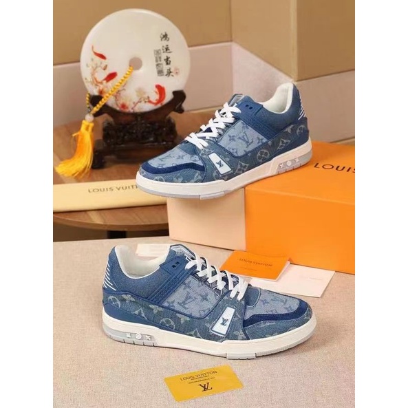 lv sneaker pria mirror men shoes run lou is vuitton sepatu cowok biru