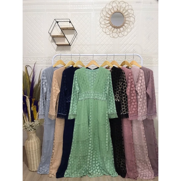 Gamis by Ozias Jini polkadot umpak Tile Gamis kondangan formal / Gamis remaja / gamis lebaran mewah