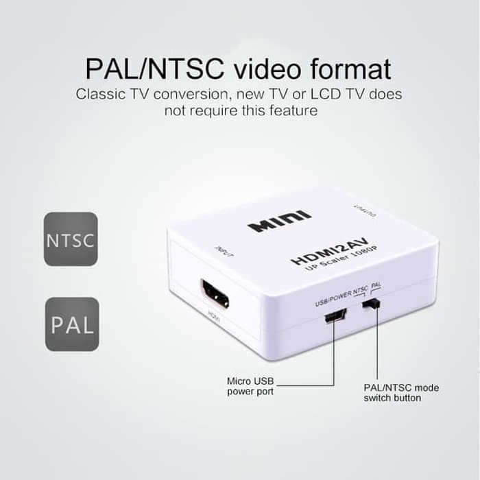 HDMI To AV 1080P RCA CVBS Adapter Mini HDMI2AV Converter Box Minibox murah