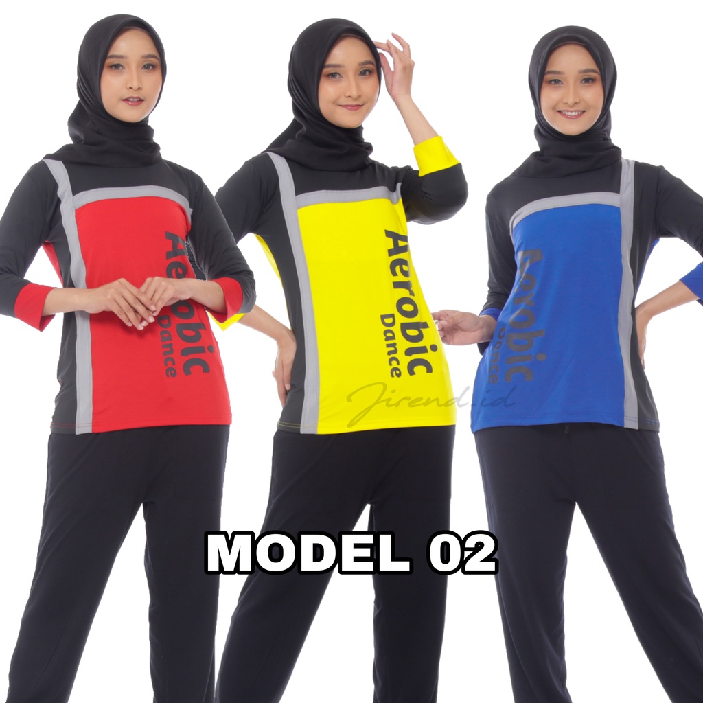 Baju Senam Wanita/ Baju Olahraga Wanita/ Baju Aerobic Kaos Senam